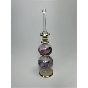 Egyptian hand blown glass perfume bottle gold Watercolour Design With Dauber